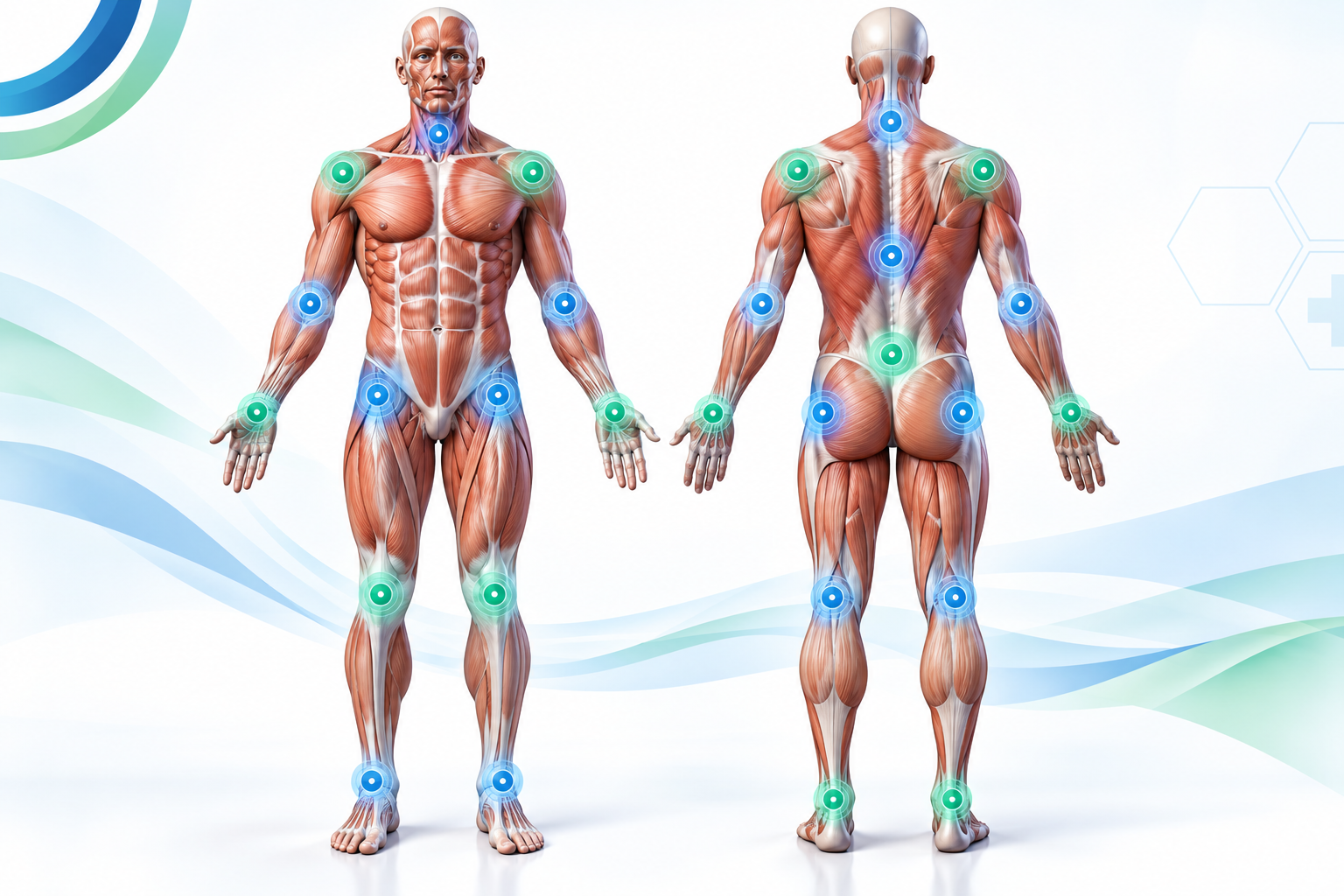 Colorful full-body pain region guide