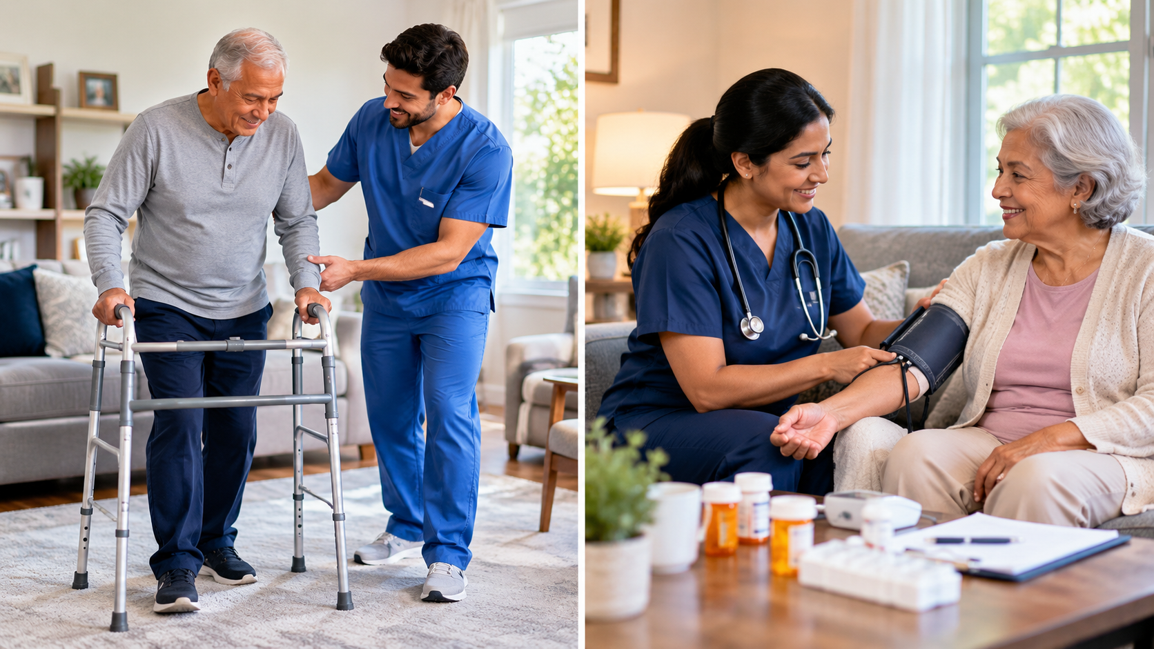 Home health physical therapy and skilled nursing care