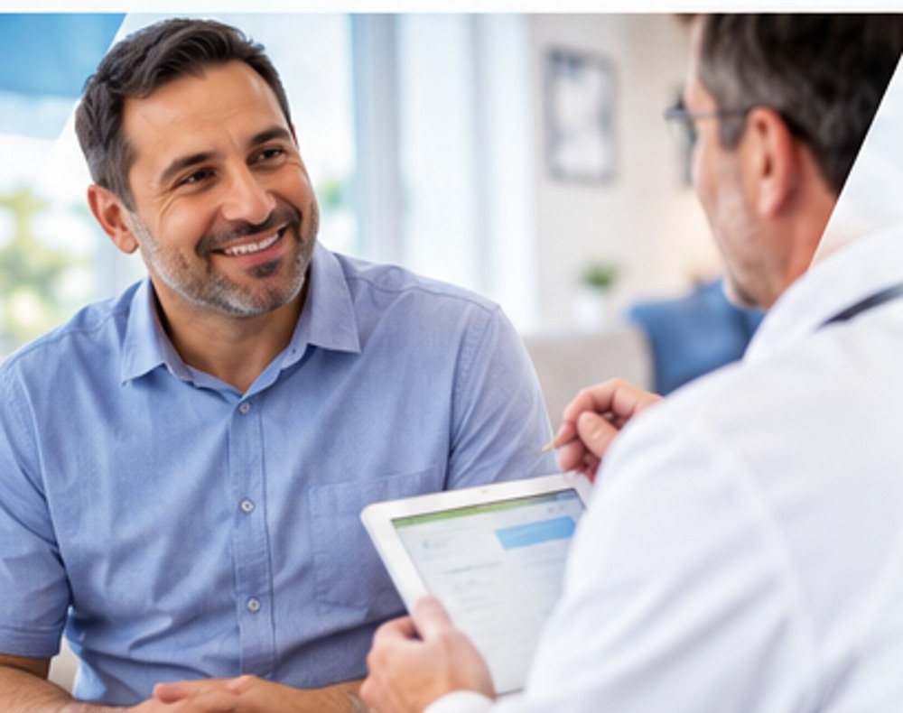 Clinician speaking with a patient